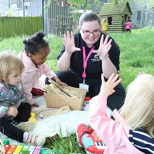 Early Years student with young children