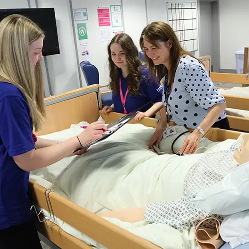 health and social students in hospital