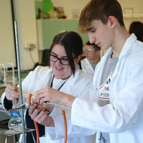 Science students conducting an experiment