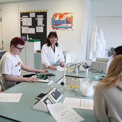 Science students with a tutor
