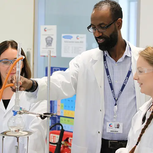Science students with a tutor