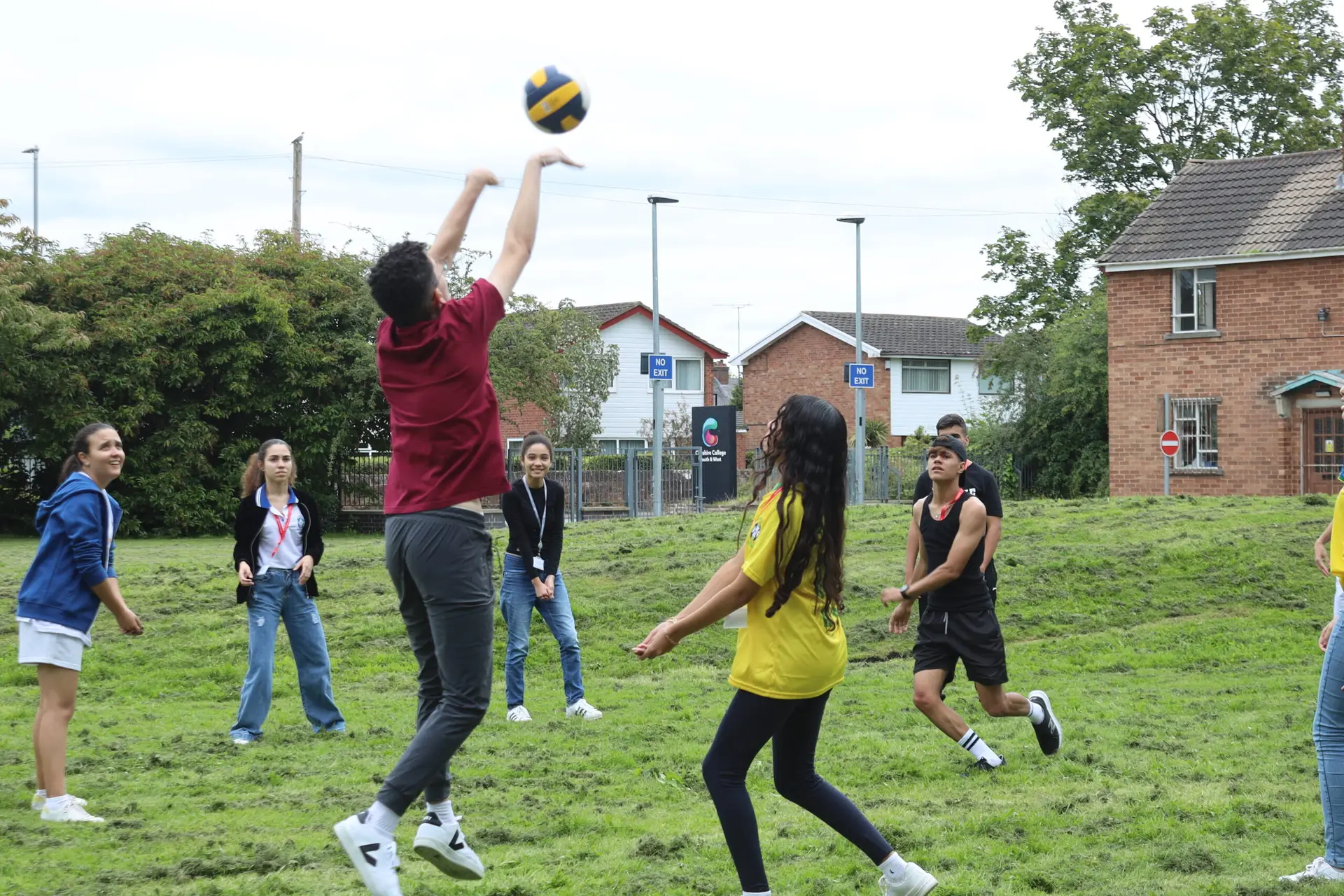 International Students playing volleyball